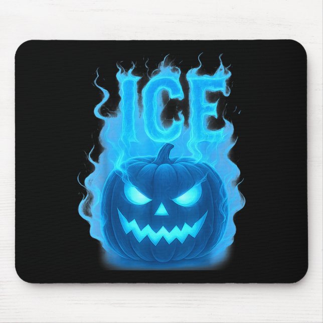 Ice Pumpkin Soky Jack O Lantern Ice Halloween E  Mouse Pad (Front)