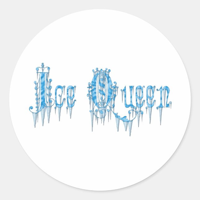 Ice Queen Frozen Royal Feminine Word Art Classic Round Sticker (Front)