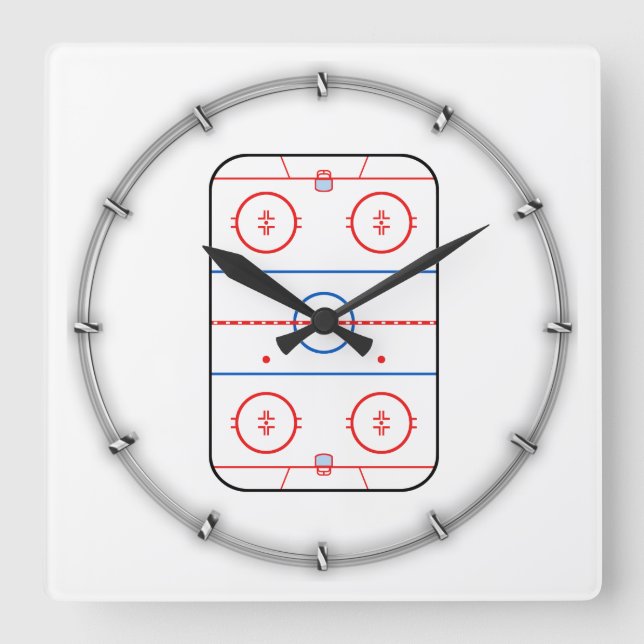Ice Rink Diagram Hockey Game Decor Square Wall Clock (Front)