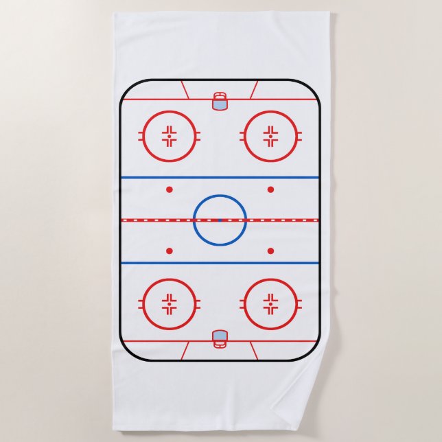 Ice Rink Diagram Hockey Game Design on a Beach Towel (Front)