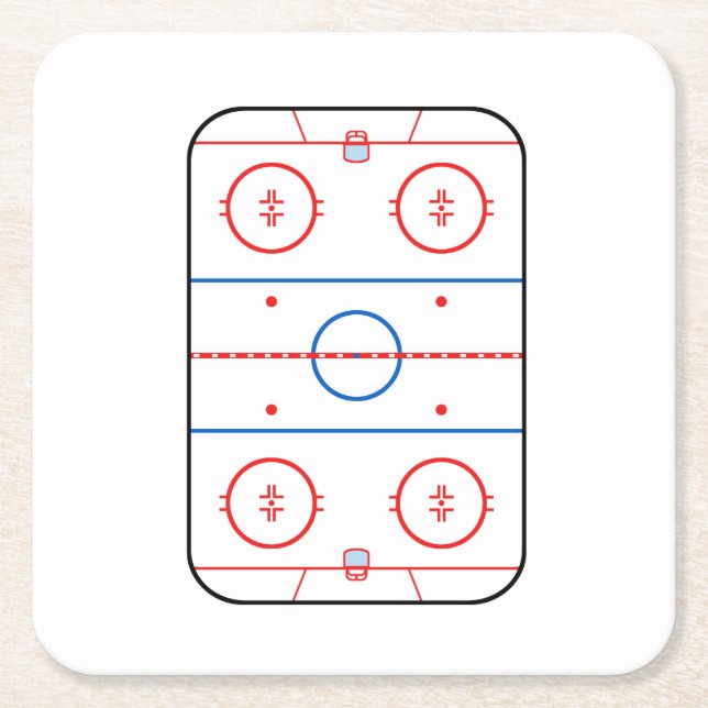 Ice Rink Diagram Hockey Game Graphic Square Paper Coaster (Front)