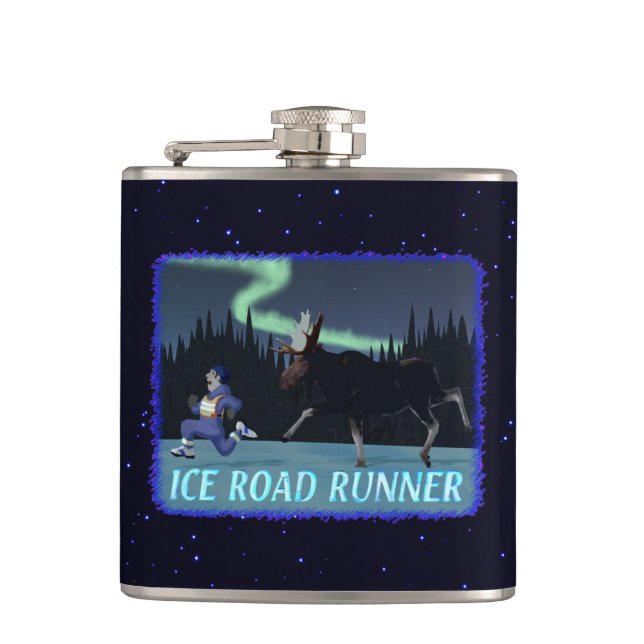 Ice Road Runner Hip Flask (Front)