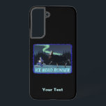 Ice Road Runner Samsung Galaxy Case<br><div class="desc">Image of a jogger being chased by a moose while running on a dark winter night. The northern lights glow overhead. Customise by adding your own text. Try running at minus 25 degrees, or maybe its a bit warmer but there is a nasty windchill. And since winter has only once...</div>