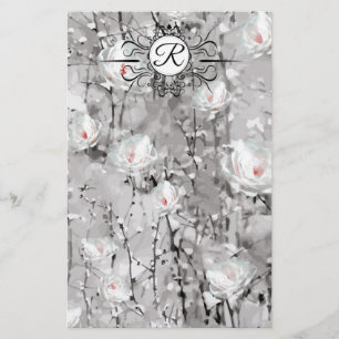Ice rose monogram stationary stationery