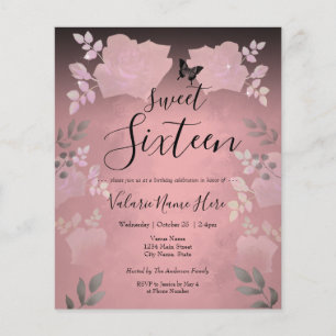 Ice Rose Pink Floral Sweet Sixteen Budget
