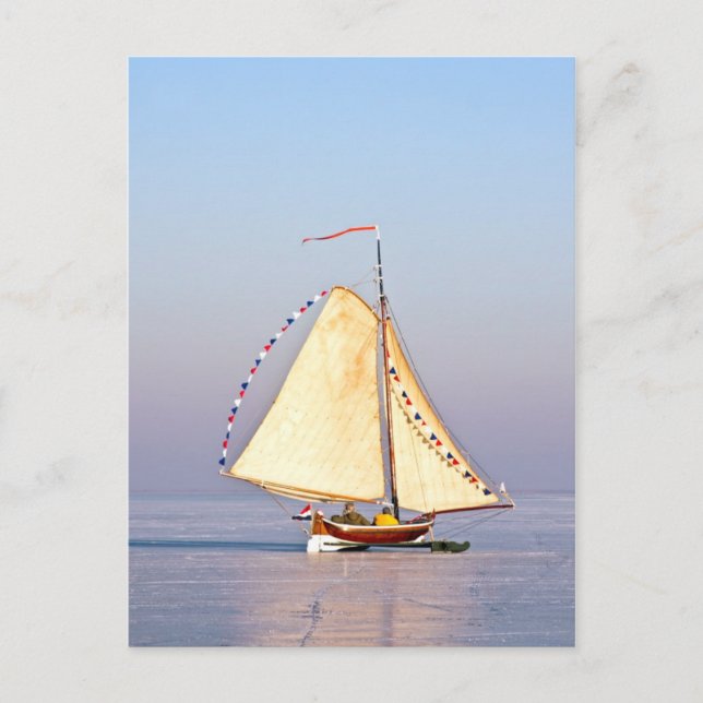 Ice sailing in the Netherlands Postcard (Front)