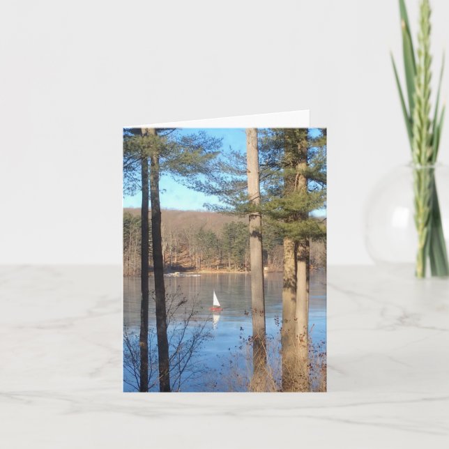 Ice Sailing on the Lake --- Holiday Card (Front)