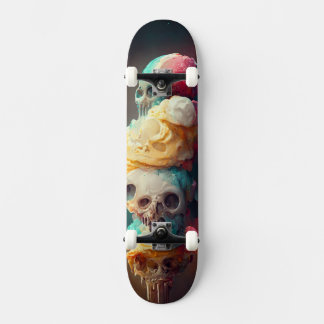 Ice Scream Skateboard - Abstract Skull Design