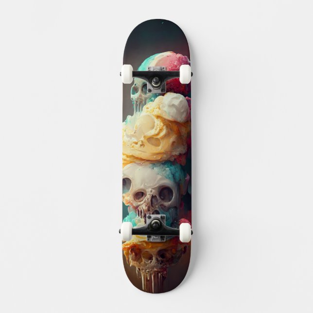 Ice Scream Skateboard - Abstract Skull Design (Front)