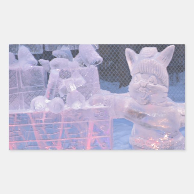 Ice Sculpture Sporting Artist Carving Arctic Gifts Rectangular Sticker (Front)