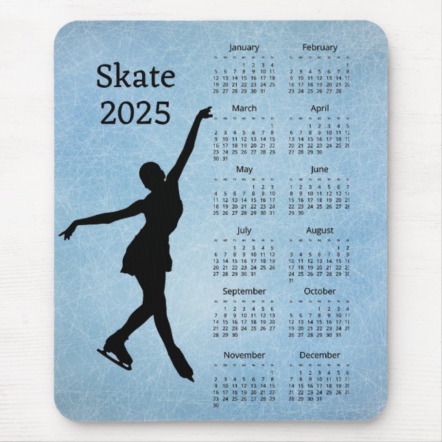 Ice Skate 2025 Calendar  Mouse Pad (Front)