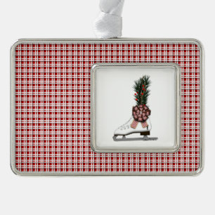 Ice Skate Christmas Decoration with Tartan Bow