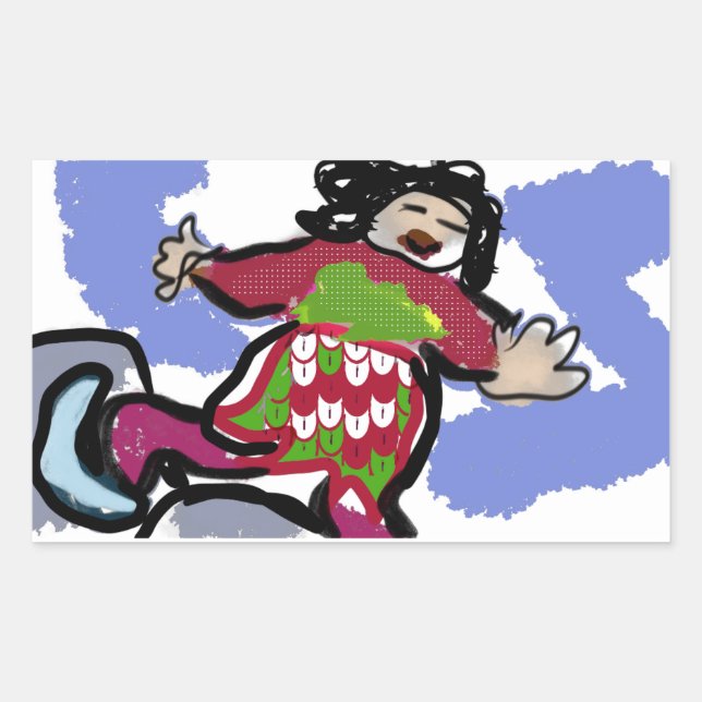 ice skate  dance rectangular sticker (Front)