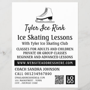 Ice Skate Design, Ice Skating Lesson Advertising Flyer
