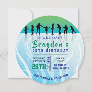 Ice Skate ICE SKATING birthday Party Invitation