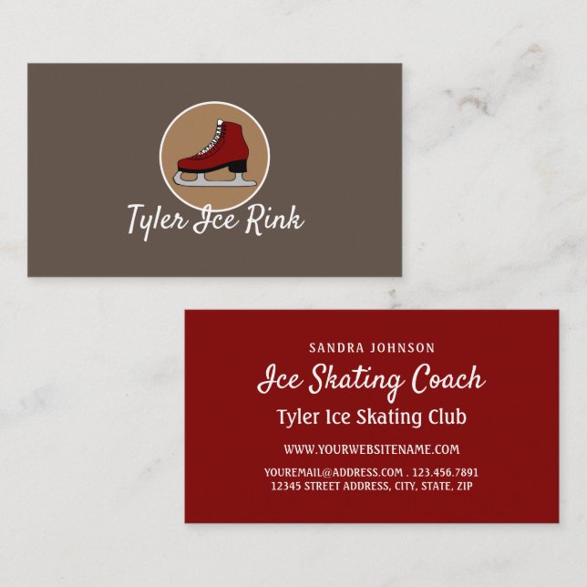 Ice Skate Logo, Ice Skater, Ice Skating Coach Business Card (Front/Back)