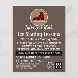 Ice Skate Logo, Ice Skating Lesson Advertising Flyer