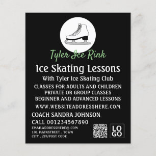 Ice Skate Logo, Ice Skating Lesson Advertising Flyer