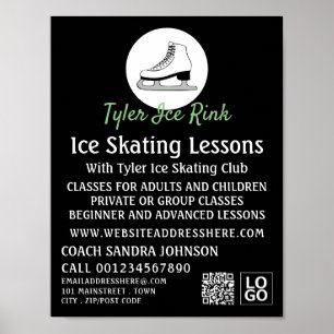 Ice Skate Logo, Ice Skating Lesson Advertising Poster