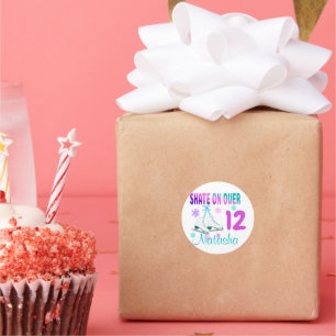 Ice Skate on Over Birthday Girl Skater Classic Round Sticker