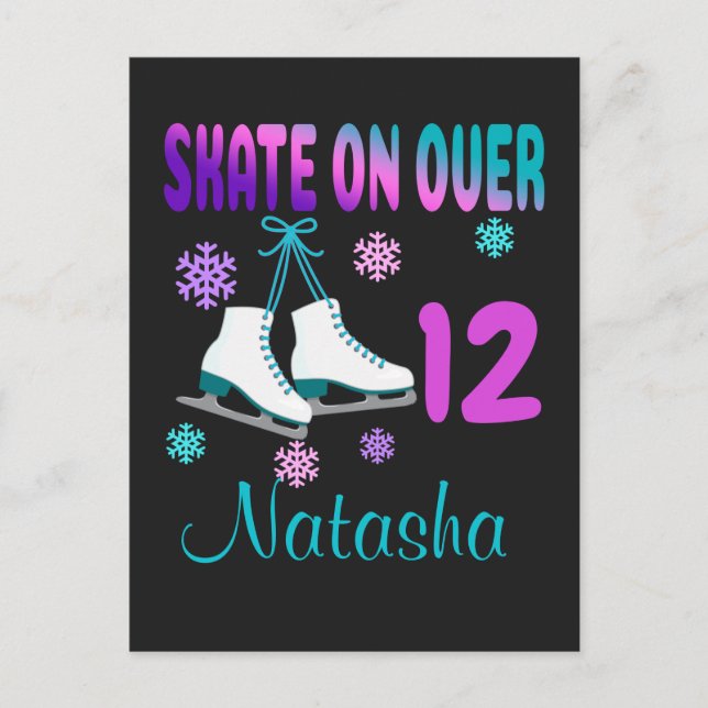 Ice Skate on Over Birthday Girl Skater  Postcard (Front)