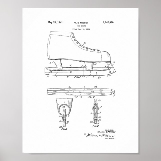 Ice Skate Patent Poster (Front)