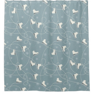 Ice Skate Snowflake Pattern Shower Curtain