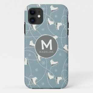 Ice skate & snowflake Personalised iPhone 11 Case