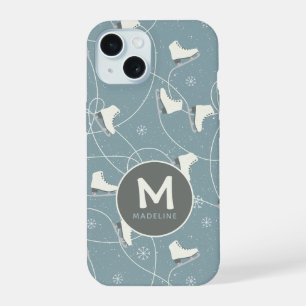 Ice skate & snowflake Personalised iPhone 15 Case