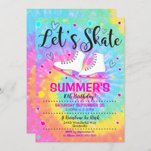Ice skate Tie Dye Invitation Ice skating Party