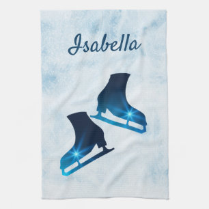 Ice skate towel figure skates blue