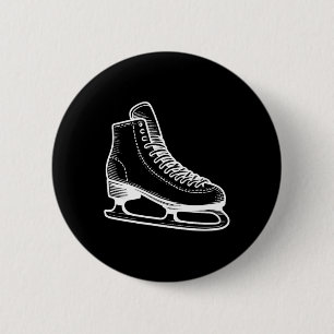 Ice Skate Winter Sports Line Art Outline Drawing  6 Cm Round Badge