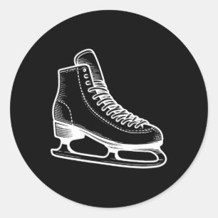 Ice Skate Winter Sports Line Art Outline Drawing  Classic Round Sticker