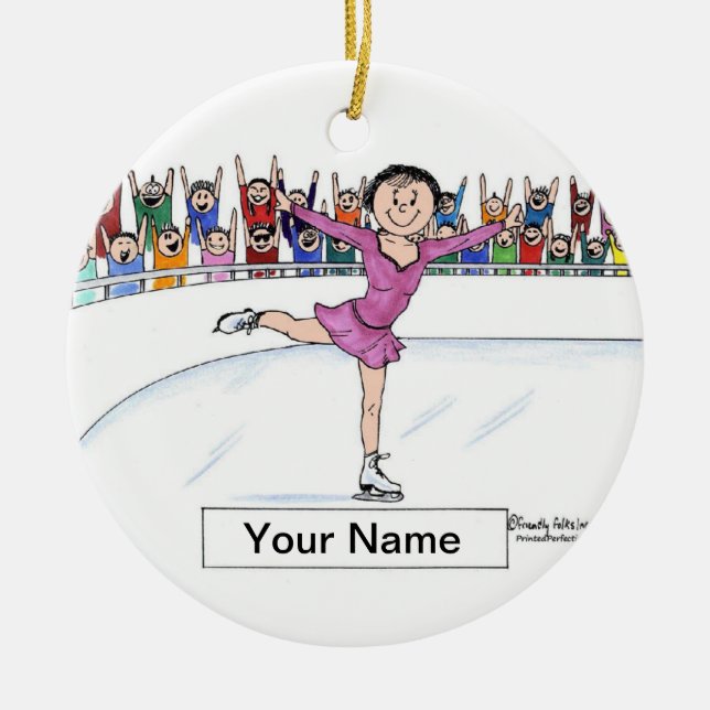 Ice Skater - Female Ceramic Tree Decoration (Front)