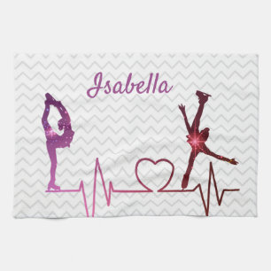 Ice Skater Towel blade heartbeat pink to red star