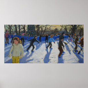 Ice skaters Christmas Fayre Fair Hyde Park Poster
