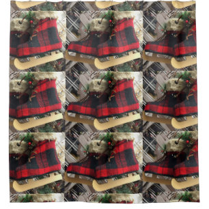 ICE SKATER'S CHRISTMAS SHOWER CURTAIN