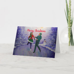 Ice Skaters Joy Christmas Card