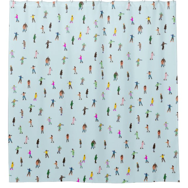 Ice Skaters On Lake │ Skating Xmas Christmas  Shower Curtain (Front)