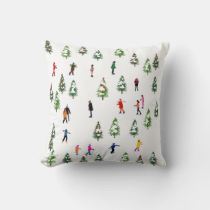 Ice Skaters Pine │ ice skating christmas winter Cushion