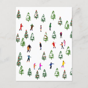 Ice Skaters Pine │ ice skating christmas winter   Postcard