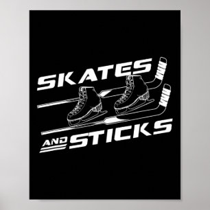 Ice Skates And Hockey Sticks Winter Sports Hockey  Poster