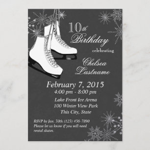 Ice Skates and Snowflakes Birthday Invitation