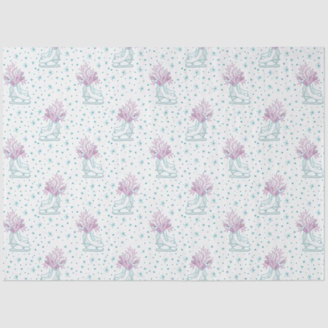 Ice Skates and Snowflakes Christmas Tissue Paper (Front)