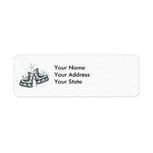 ice skates and snowflakes graphic return address label
