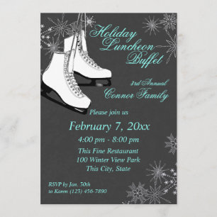 Ice Skates and Snowflakes Luncheon Invitation