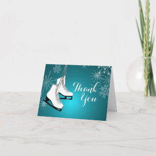 Ice Skates and Snowflakes Thank You Card