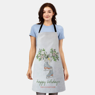 Ice skates,Branch Snow Holiday Apron