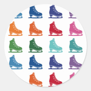 Ice Skates Colourful Fun Array Classic Round Sticker