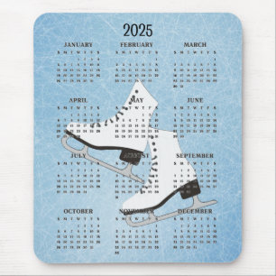 Ice Skates Design 2025 Calendar Mouse Pad